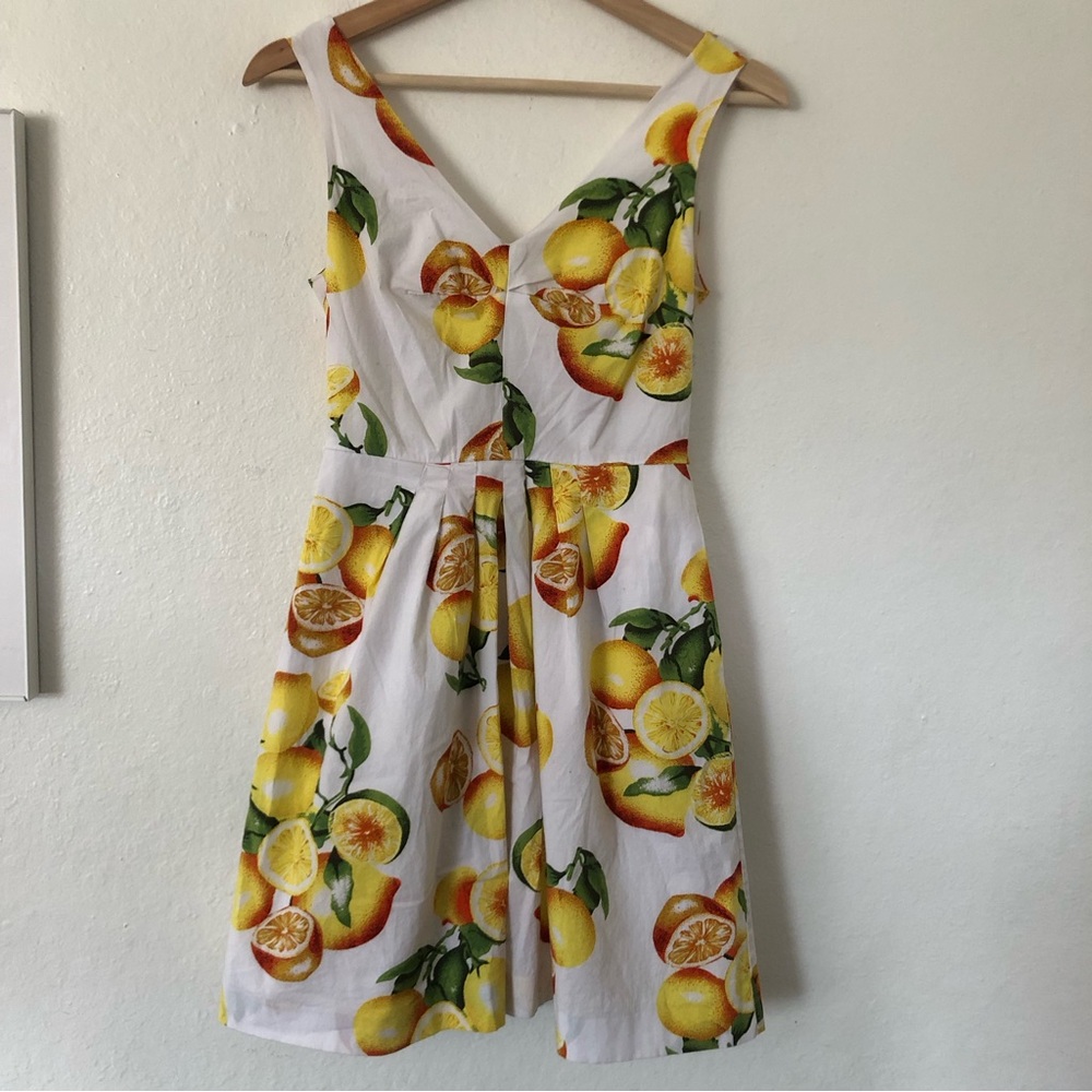Banana Republic Citrus Tailored Dress in White Yellow Green Orange Sz 0P